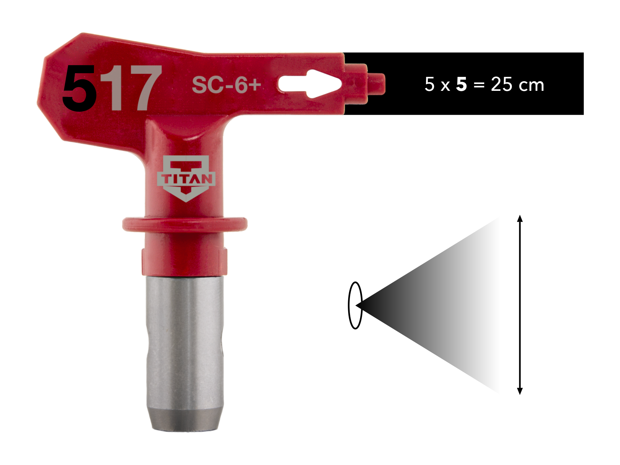 Buse airless TITAN 517 : largeur de jet de 25 cm