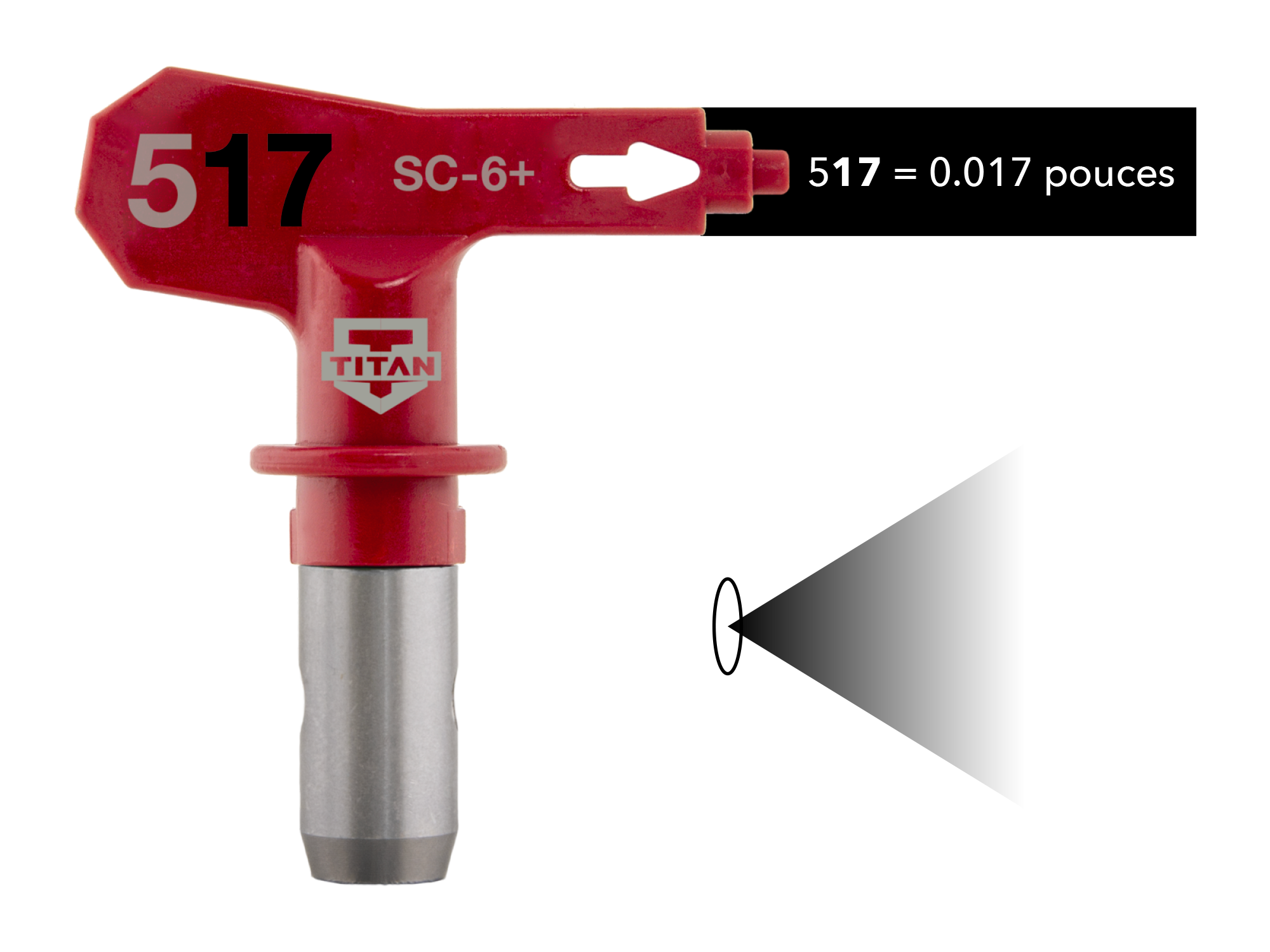 Buse airless TITAN 517 : orifice de 0,017 pouce