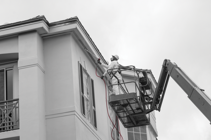 Travaux de façade avec le pulvérisateur Titan PowrBeast 7700 + nacelle