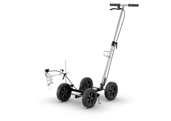 Vue gauche du chariot de traçage Titan Side Striper Pro destiné au marquage des parkings et voiries